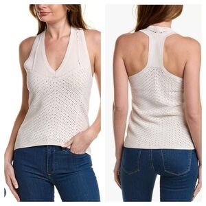 Ted Baker Yensine V Neck Sleeveless Rib Knit Top Size 4 Size 10